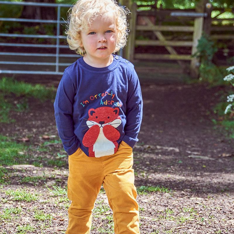 英國 JoJo Maman BeBe - 嬰幼兒100%純棉長袖上衣-可愛水獺 (2-3Y)