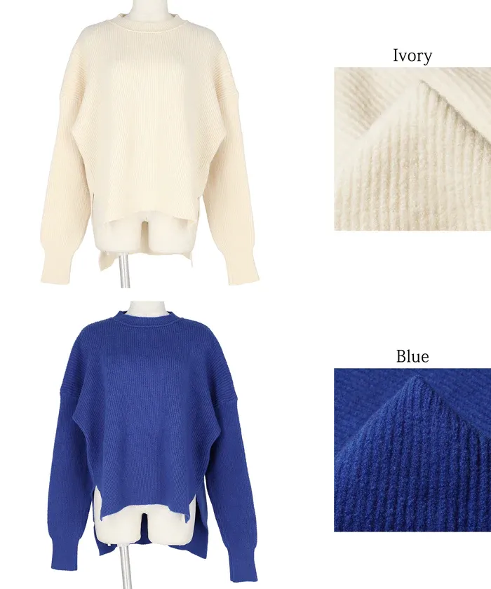 日本 COCA - 前短後長遮臀柔軟毛衣-奶油杏