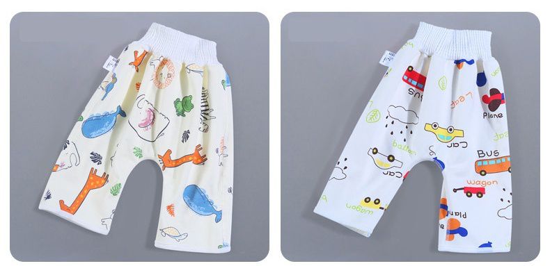 高腰護肚隔尿褲-動物幼兒園-奶油色-褲頭顏色隨機