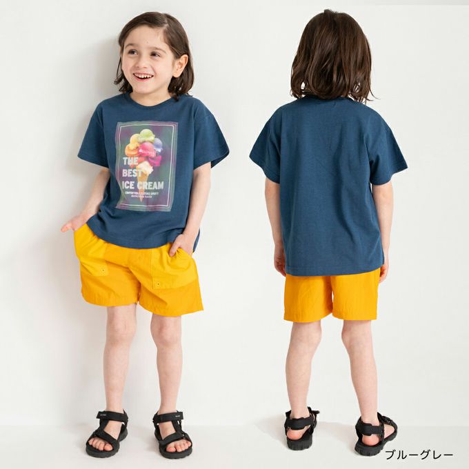 日本 BRANSHES - 接觸涼感 夏季印花短袖上衣-冰淇淋蘇打-白