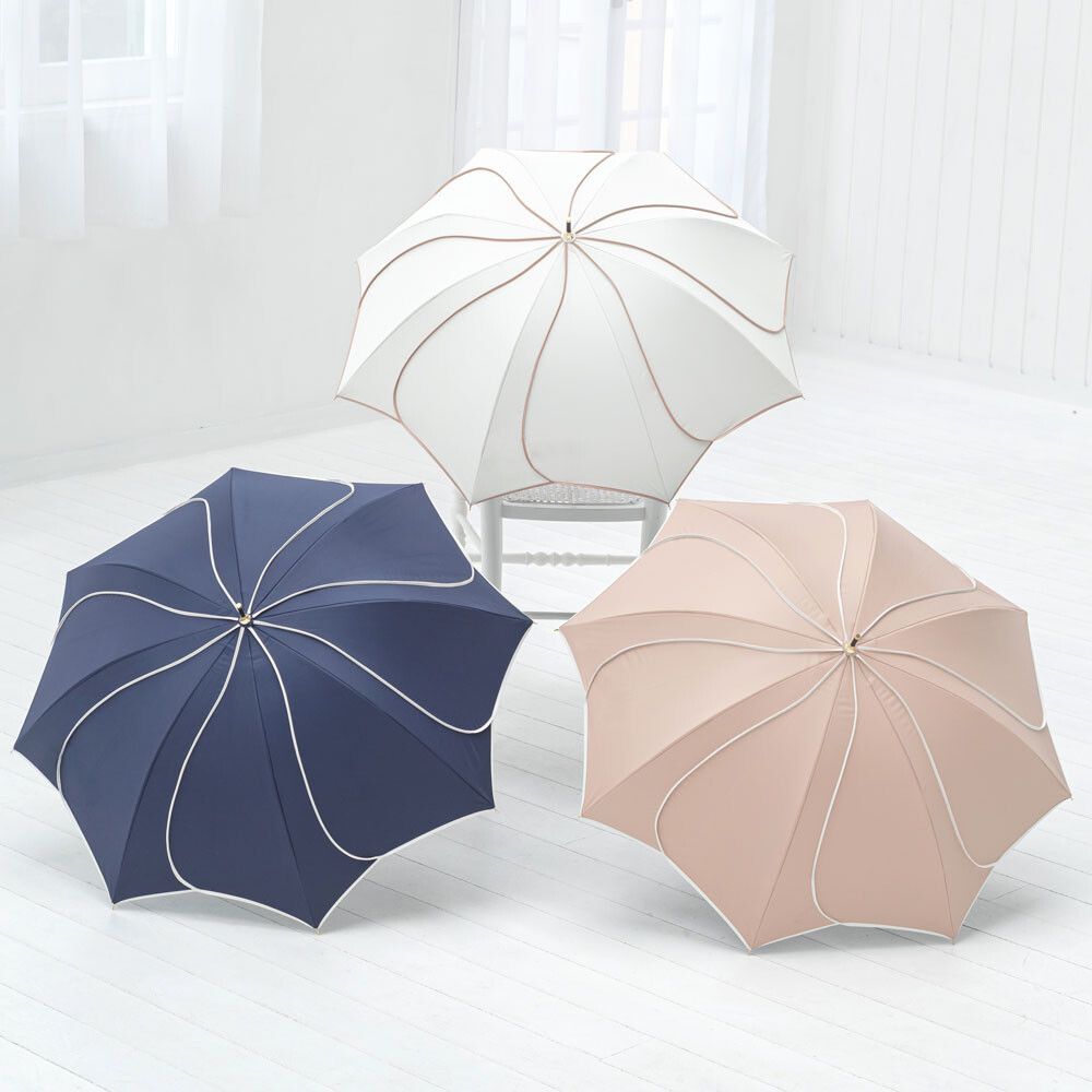 日本中谷 - 抗UV 100%遮光完美防曬直傘-優雅花瓣-春櫻粉 (傘骨50cm)