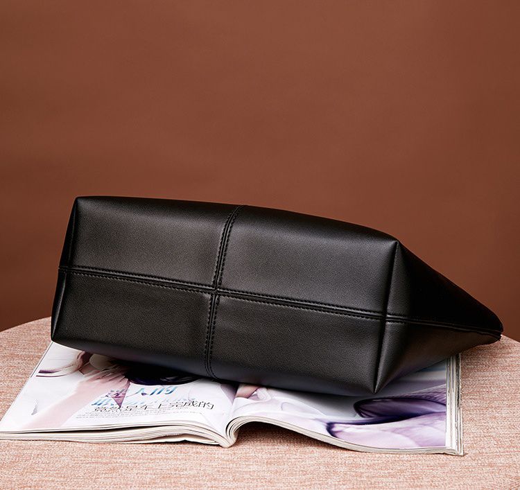 歐美風簡約大容量單肩托特包-黑色 (25x31x14cm)