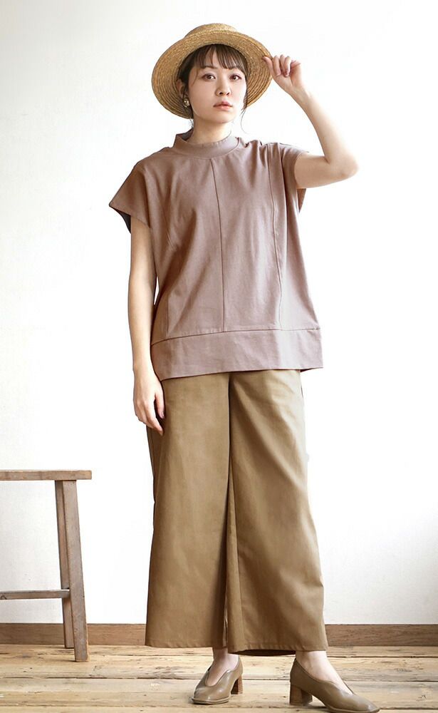 日本 zootie - 自然感棉麻透氣修身寬褲-軍綠