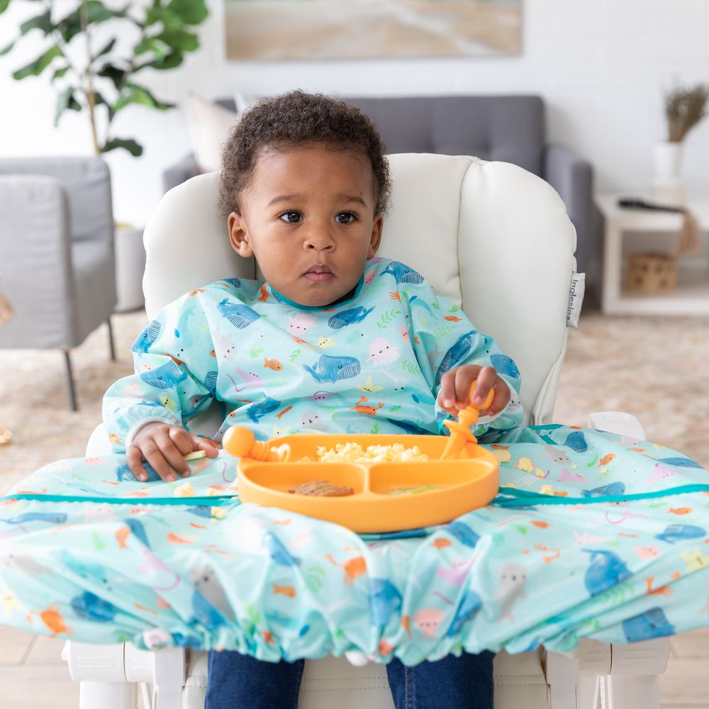 高腳椅圍兜-海洋鯨魚