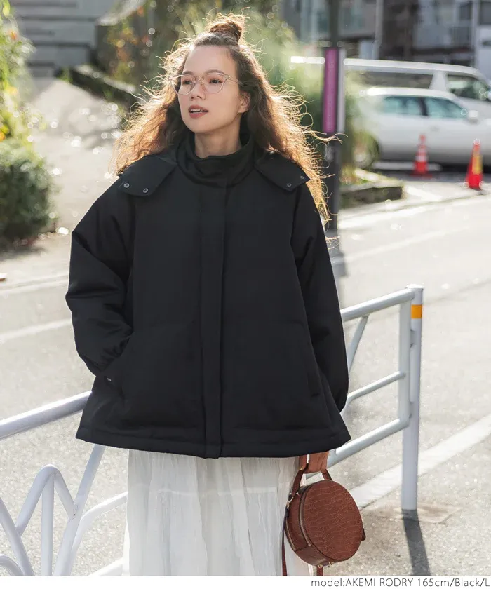 日本 COCA - 斗篷設計鋪棉連帽外套-米杏