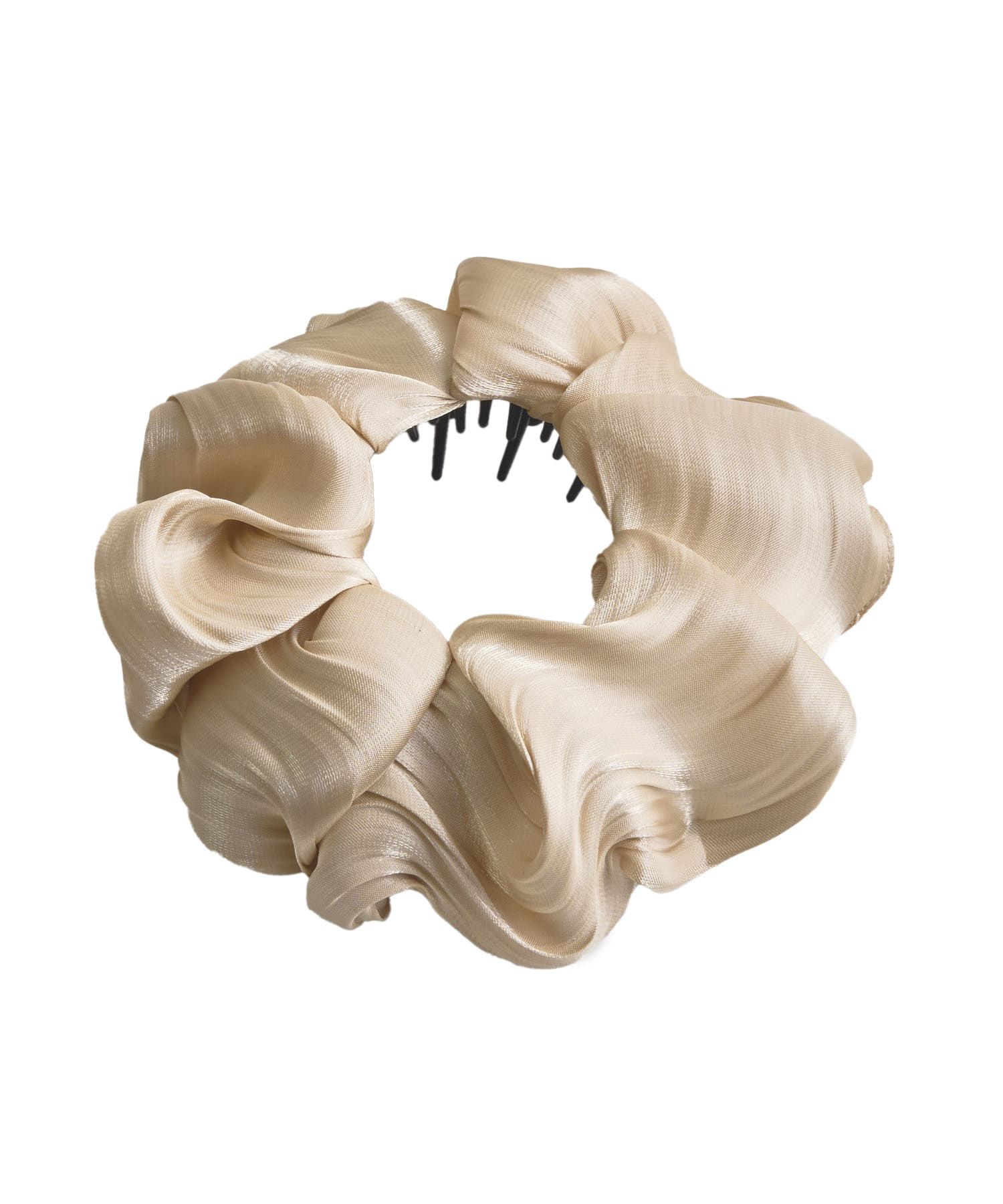 日本 Lattice - [日雜推薦] 不用綁！優雅光澤大腸圈髮環-波浪壓紋-時尚黑