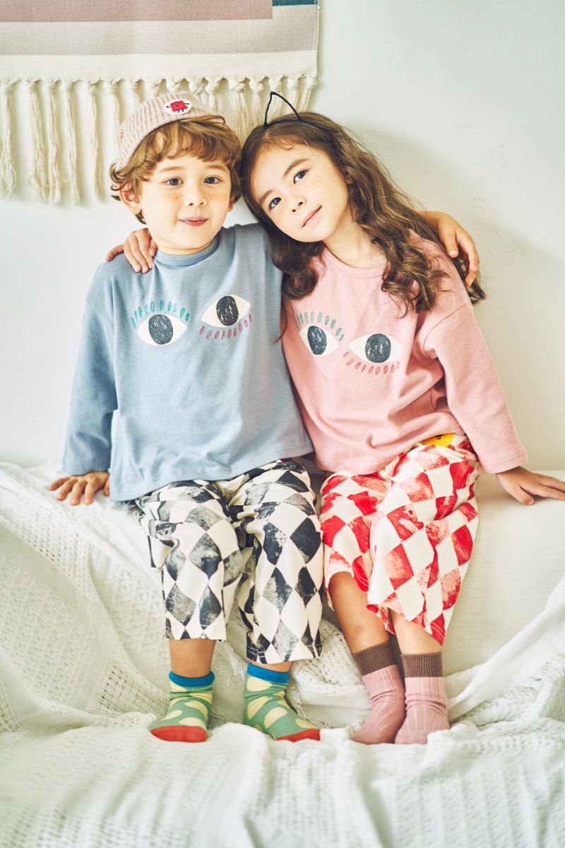 韓國 Mimico - 大大眼睛T-灰藍