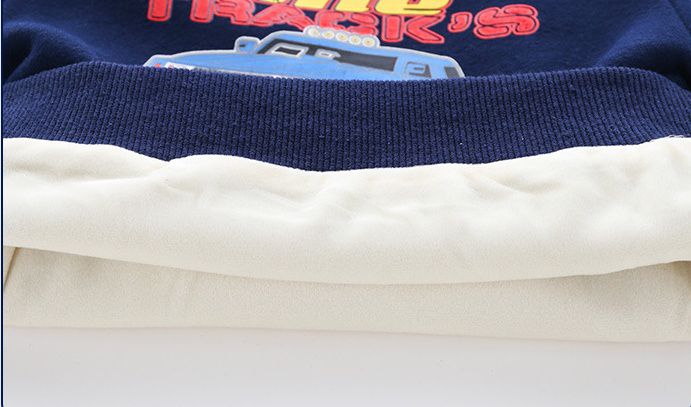 WELLKIDS - 加絨圓領長袖上衣/大學T-MONSTER越野車-黃色