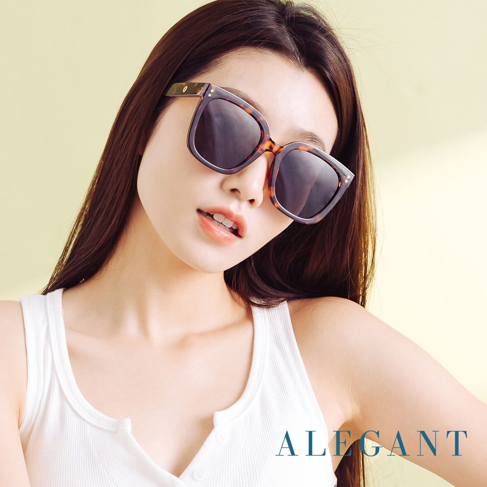 ALEGANT - 時髦復古琥珀花紋貓眼大方框墨鏡│UV400太陽眼鏡