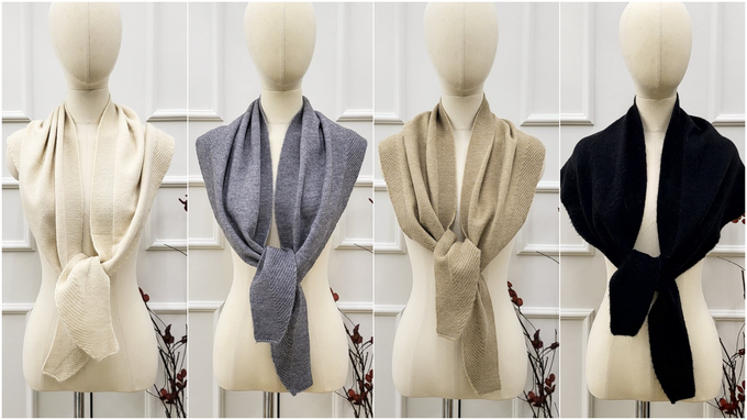 韓國 MAY - 三角披肩式圍巾/披巾-卡其