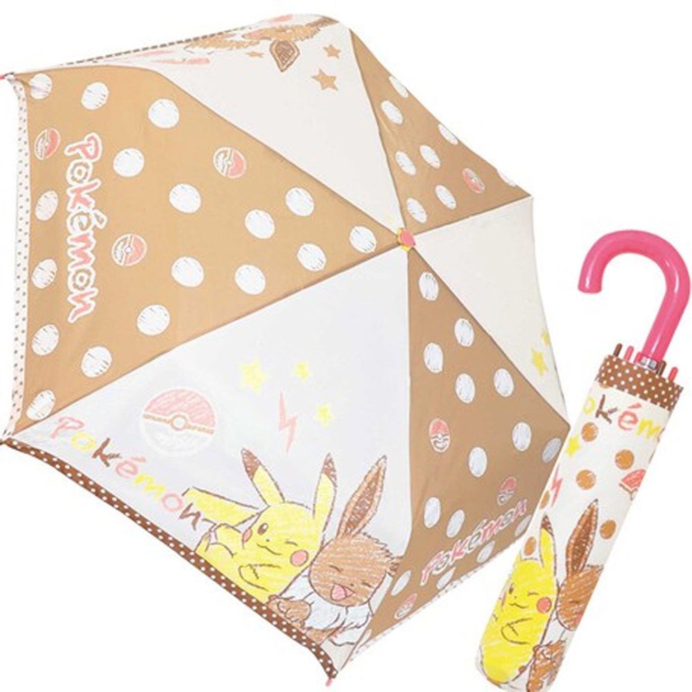 日本代購 - 卡通折疊雨傘-皮卡丘與伊布 (53cm(125cm以上))