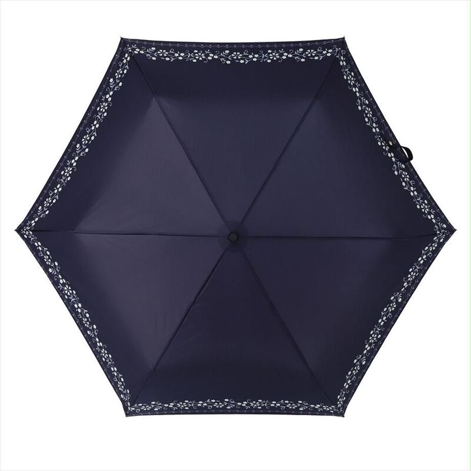 日本 nifty colors - 抗UV輕量 晴雨兩用折疊傘-浪漫花邊-水藍 (直徑98cm/191g)