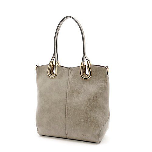 日本 FIRANO - 馬蹄環簡約肩背/側背兩用大方包+檸檬折疊購物袋 三件組-BE