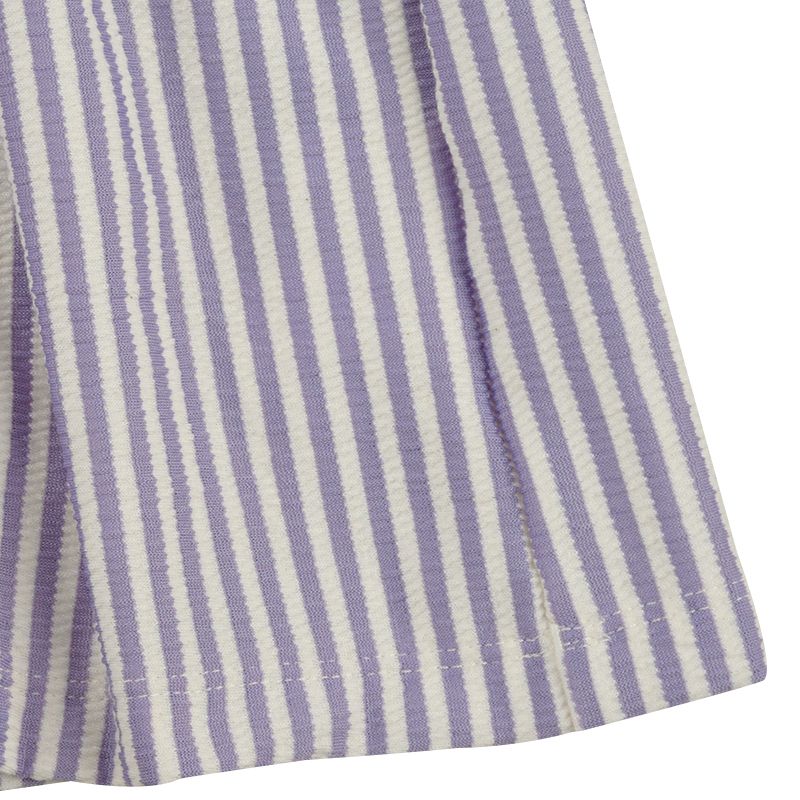 akachan honpo - 短袖洋裝 楊柳布-直條紋-藍色