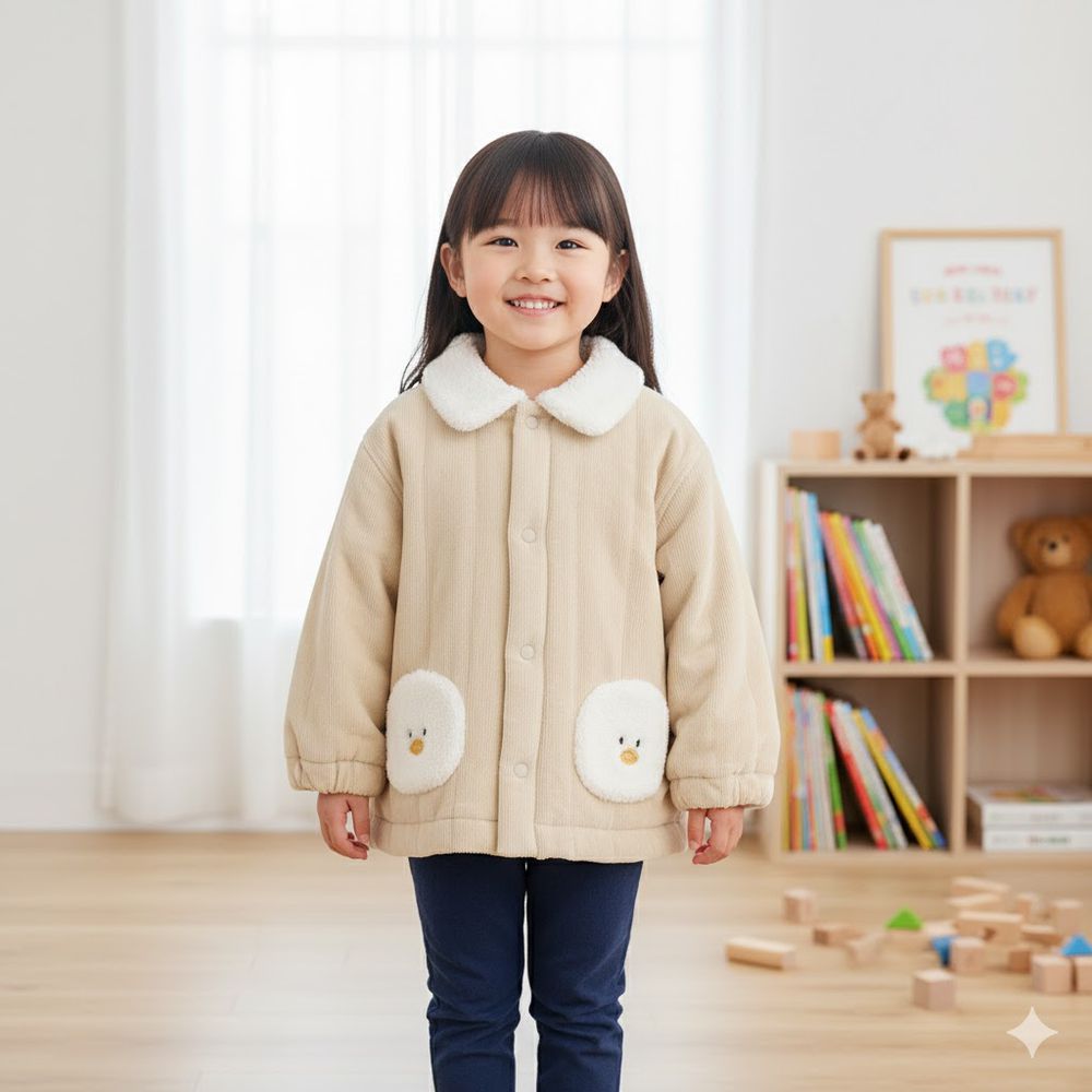 鋪棉夾克 燈芯絨-象牙白色