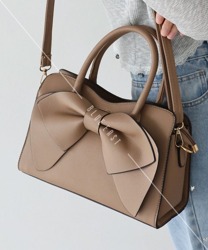 日本 BLUE EAST - 2way俏麗蝴蝶結方型手提/側背包-卡其