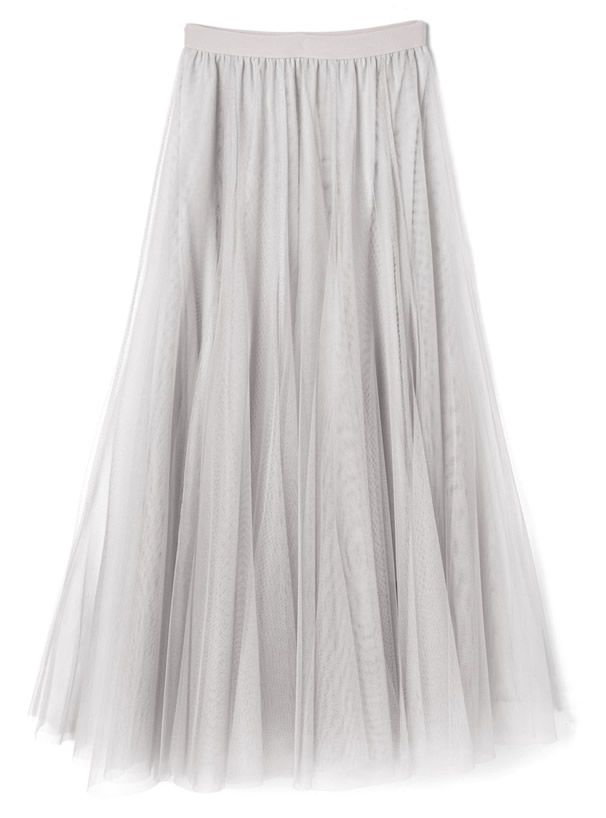 日本 GRL - 飄逸顯瘦雙層傘紗裙-天使白 (M)