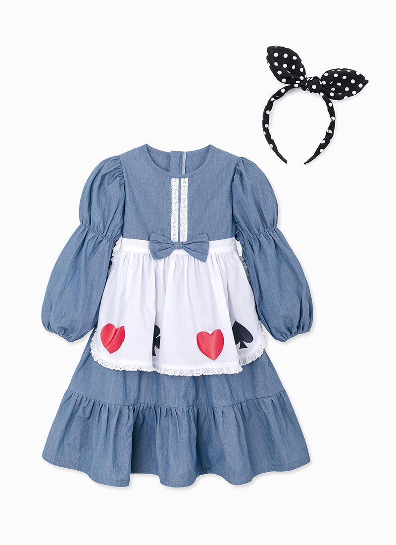 韓國 OZKIZ - (附髮飾)撲克圖案點綴連身洋裝