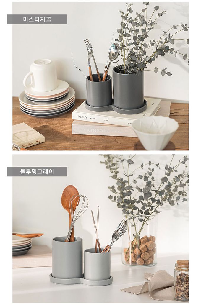 韓國 SSUEIM - Mariebel系列莫蘭迪餐具收納筒3件組 (粉色)