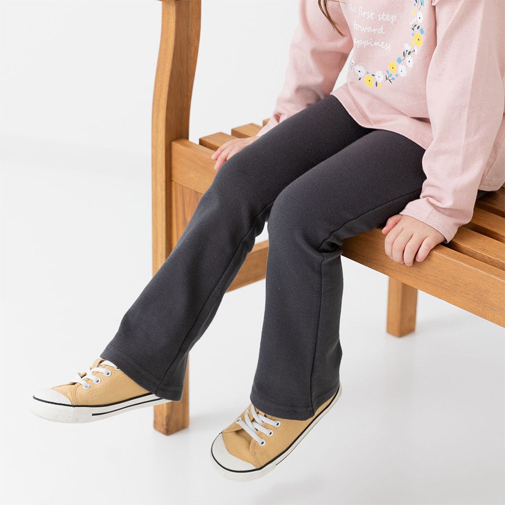 推薦！百搭彈力微喇叭褲-炭灰