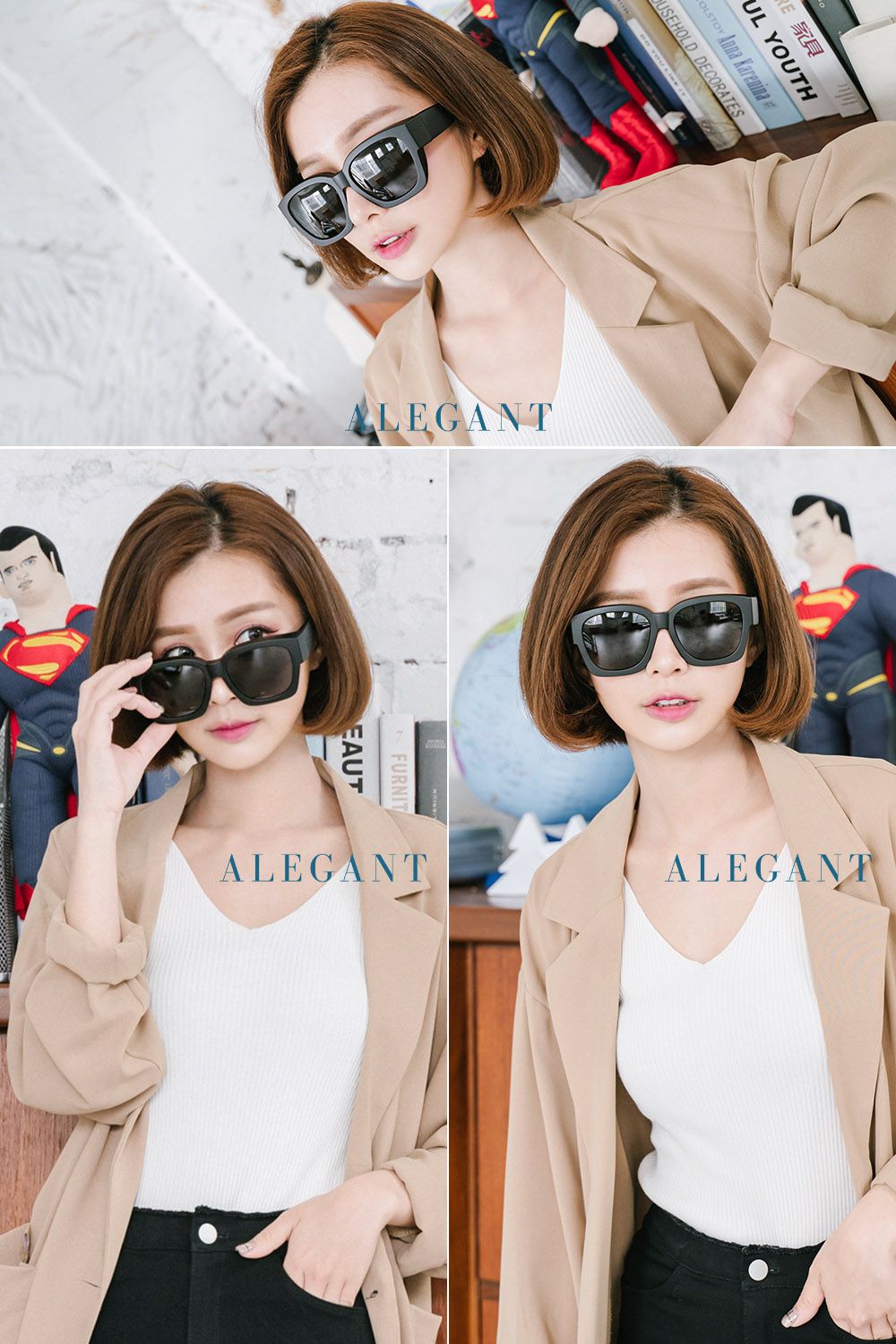 ALEGANT - 經典純黑色方框全罩式偏光墨鏡│外掛式UV400太陽眼鏡包覆套鏡│車用太陽眼鏡│近視可戴外掛寶麗來墨鏡