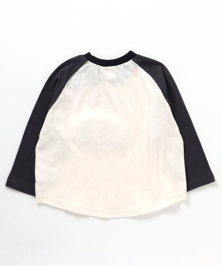 日本 BREEZE - 刺繡徽章撞色長袖上衣-熊貓-炭黑