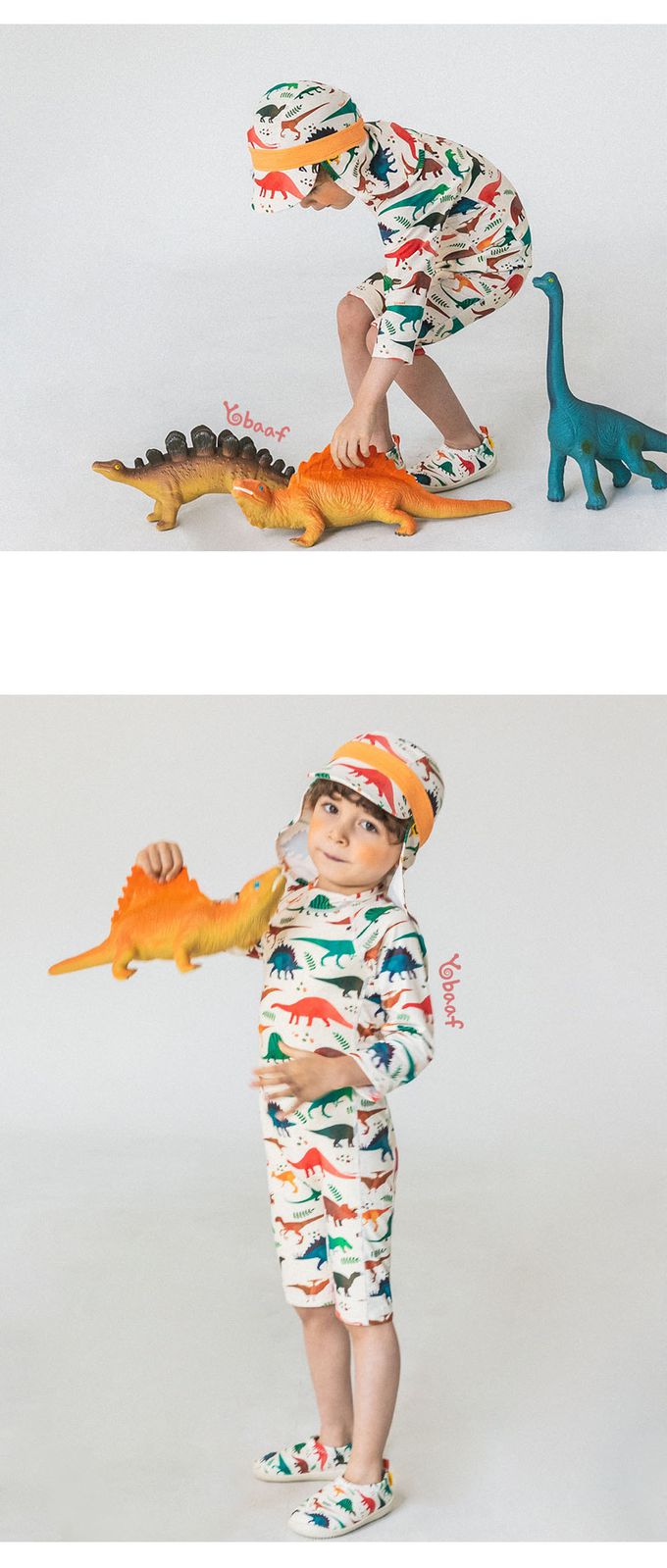 韓國 Yobaaf - UPF50+兒童防曬防寒泳裝-恐龍王國