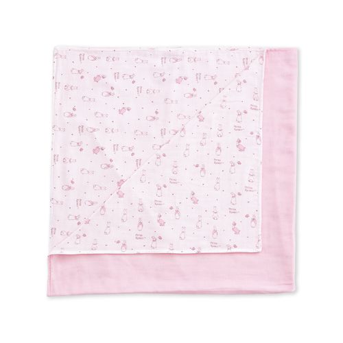 比得兔紗布大浴巾 100x100cm(純棉紗布 手帕 拍嗝巾 澡巾 寶寶蓋被)-淡粉色