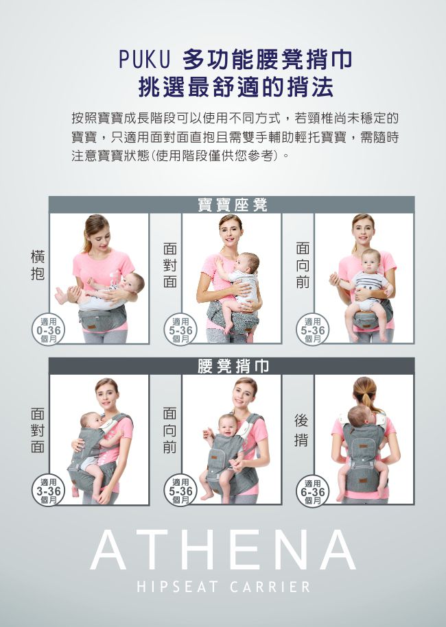 PUKU 藍色企鵝 - Athena雅典娜多功能腰凳揹巾-卡其色