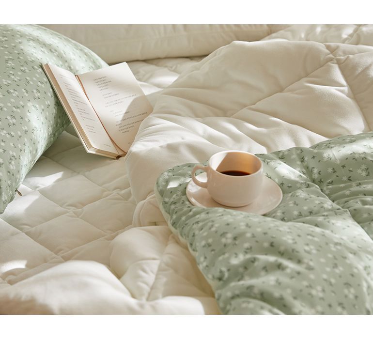 韓國 Maatila - 可水洗超細纖維桃皮感棉被(冬被)-綠庭院花圃