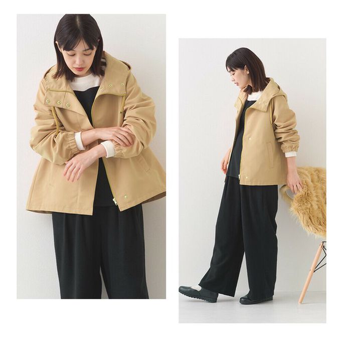 日本 OMNES - [經典款]防潑水派克連帽風衣外套-寶藍