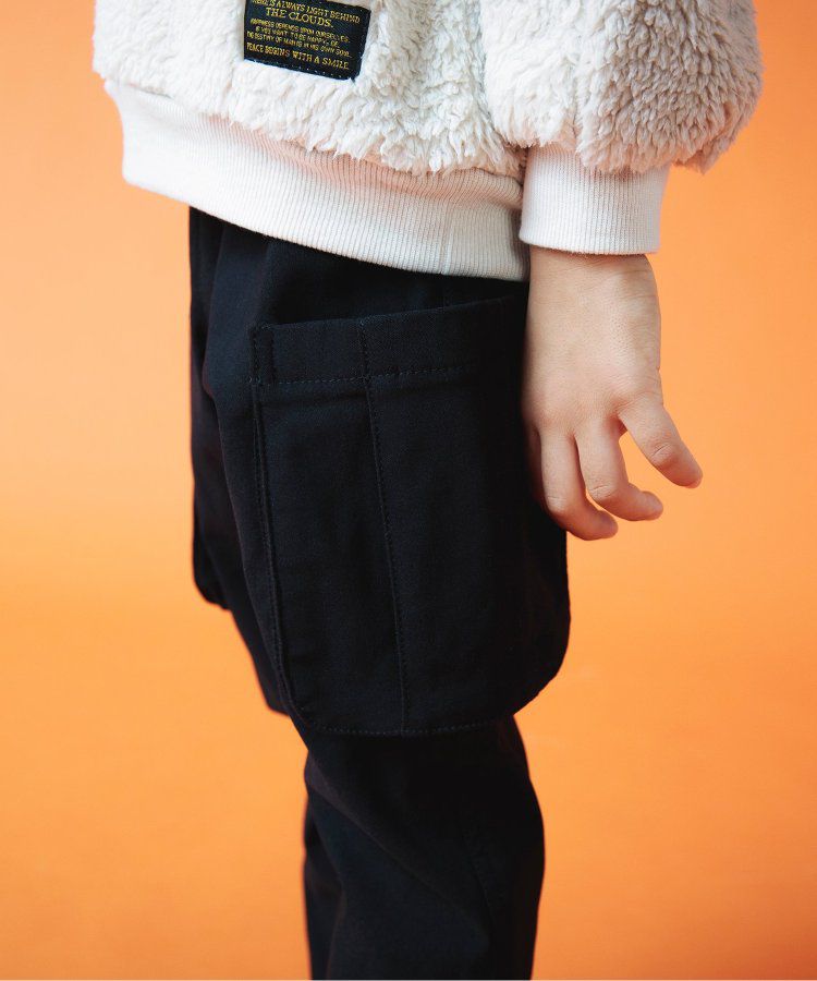 日本 BREEZE - 裏起毛工裝休閒長褲-丹寧藍