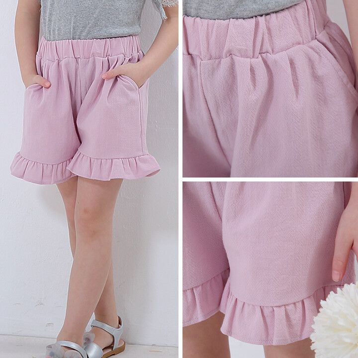 日本 Maison de Ravi - 浪漫荷葉邊短褲-卡其綠