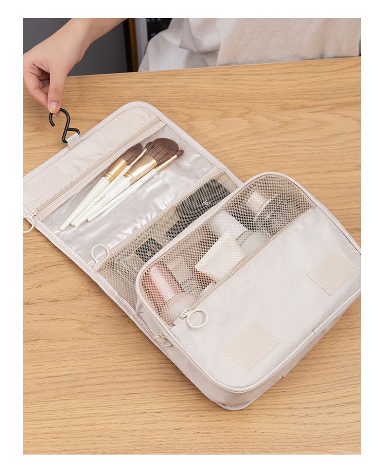 多功能懸掛式化妝包/盥洗包-米灰色 (24x9.5x20cm)