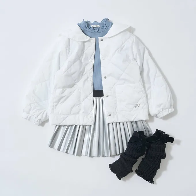 日本 Lycee mine - 可機洗 水手領絎縫鋪棉外套(領可拆)-藍