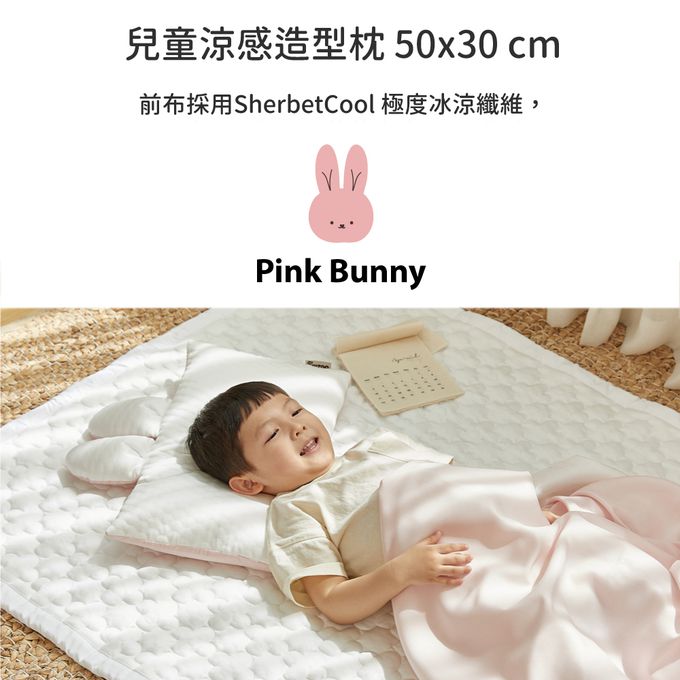 正韓Hello HiZoo - 極度冰涼 Sherbetcool 兒童涼感造型抗菌防蟎雙面枕/涼感枕/護脊/護頸枕-兔耳