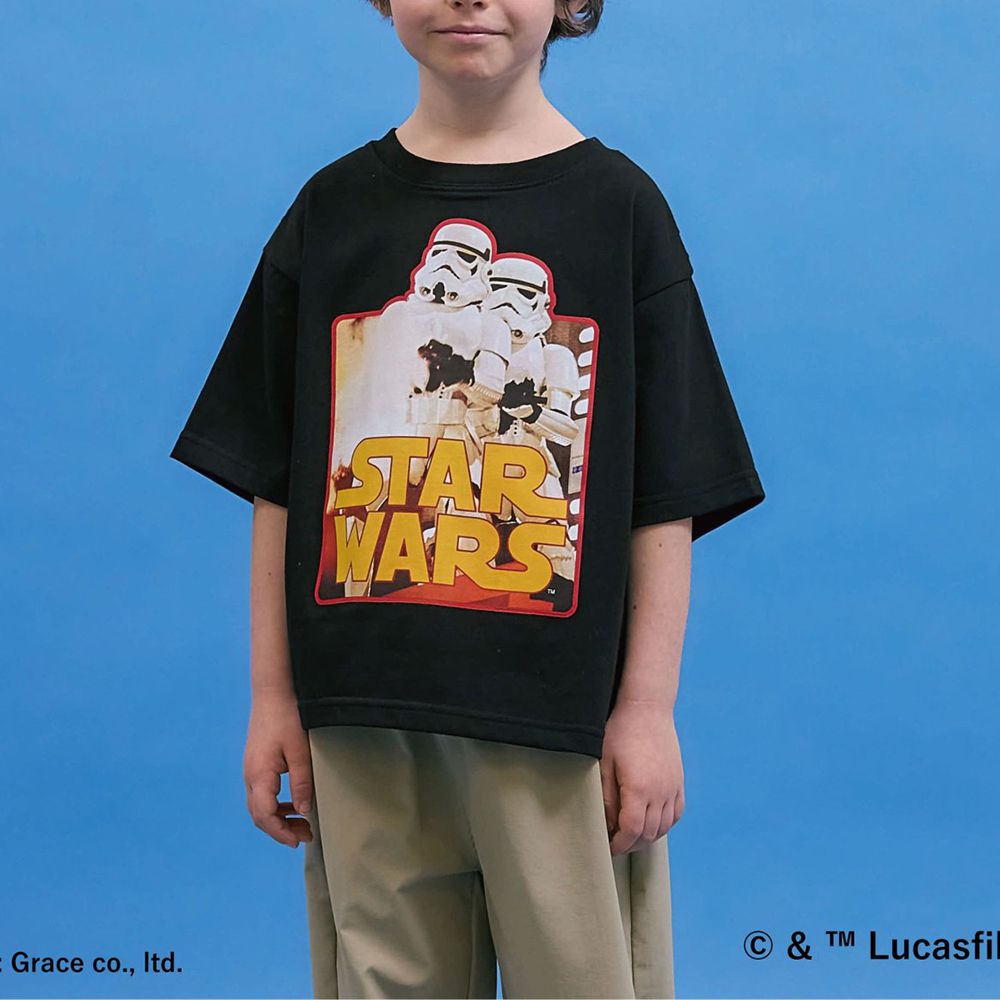 限量星際聯名 防污速乾印花短袖上衣-電影場景-黑