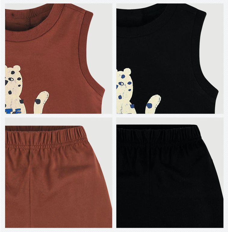 韓國 milk mile - 站立點點老虎無袖套裝-黑