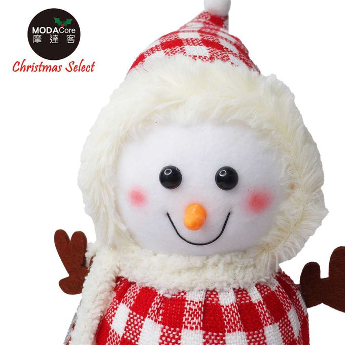 MODACore 摩達客 - 22cm蘇格蘭布聖誕雪人玩偶擺飾