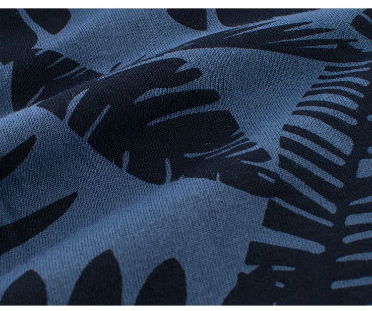 純棉腰鬆緊休閒五分褲-葉子-海軍藍