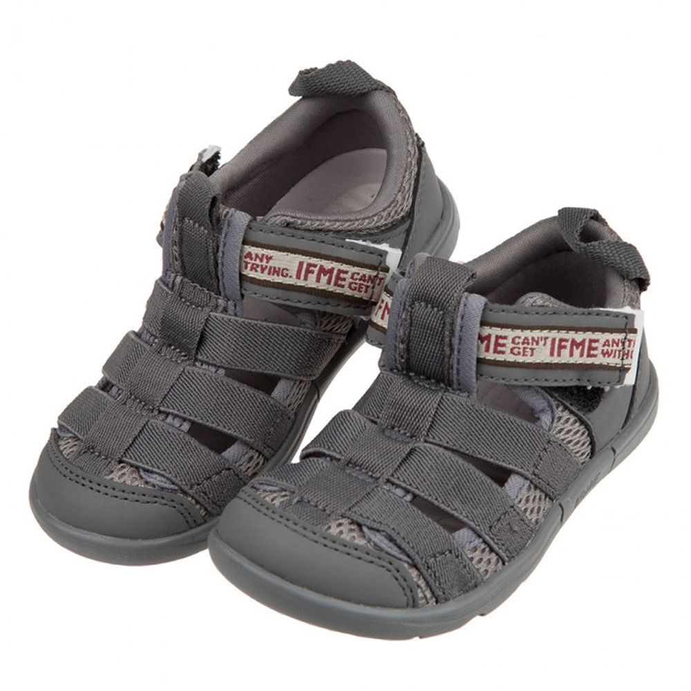 日本IFME - 灰色和風兒童機能水涼鞋