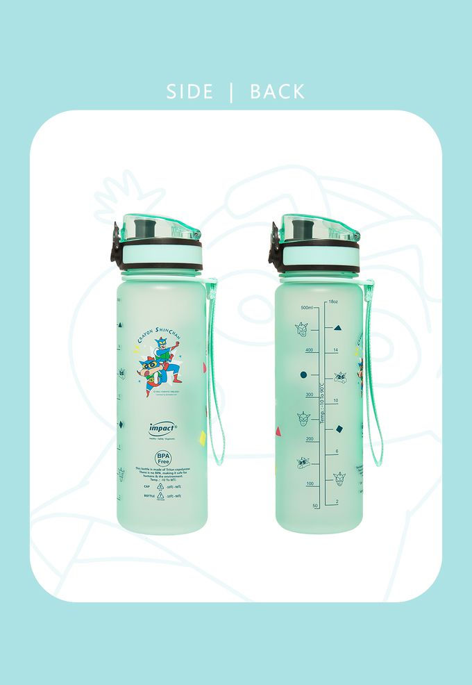怡寶 | 蠟筆小新動感超人彈蓋水壺/水杯(500ML)-薄荷綠