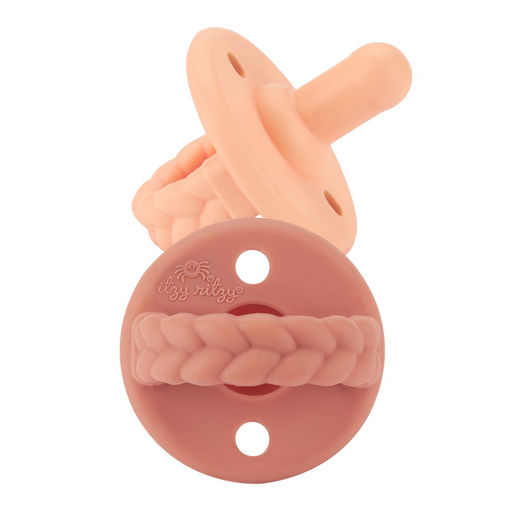美國Itzy Ritzy - 造型矽膠安撫奶嘴(兩入組)-珊瑚橘