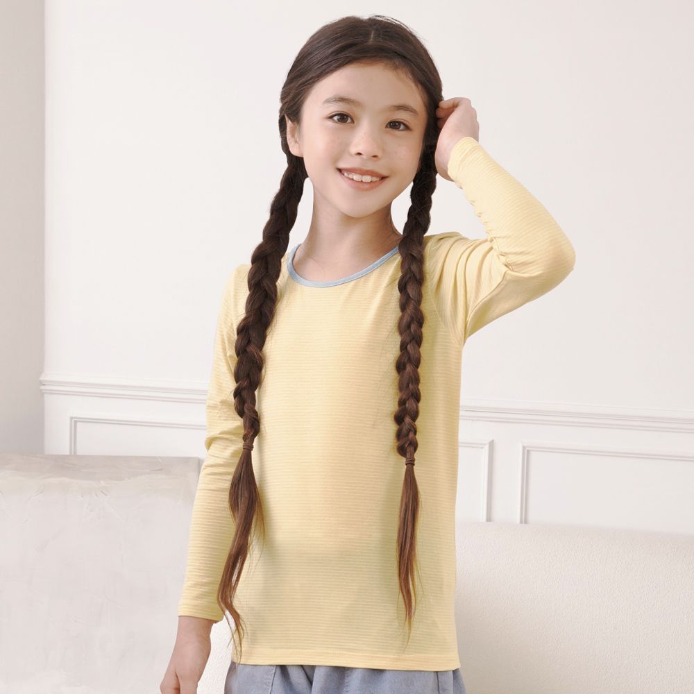 兒童膠原蛋白蓄熱保暖衣-圓領-暖黃