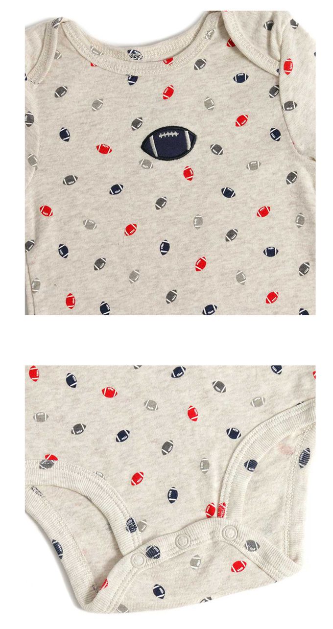 美國 Carter's - 橄欖球刺繡+橫條紋短袖包屁衣2件組 (18 M)