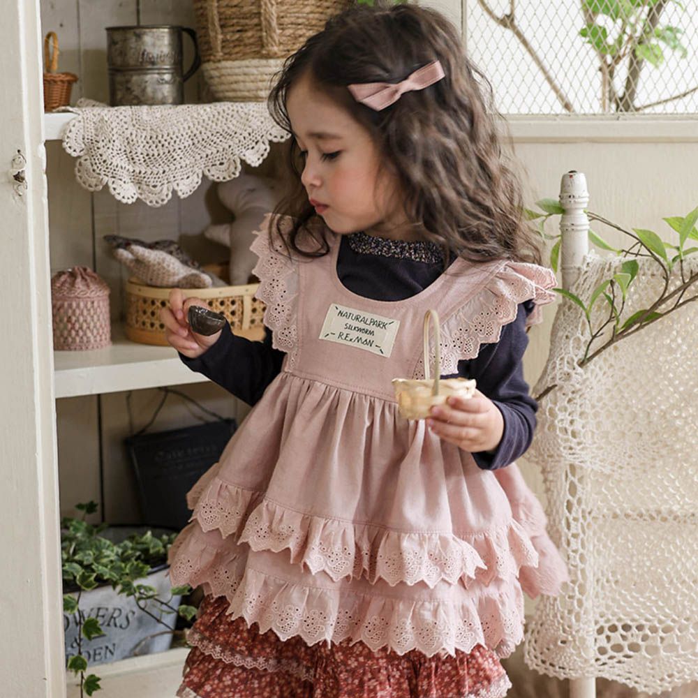 Puellaflo 北歐風層次背心裙/上衣-粉