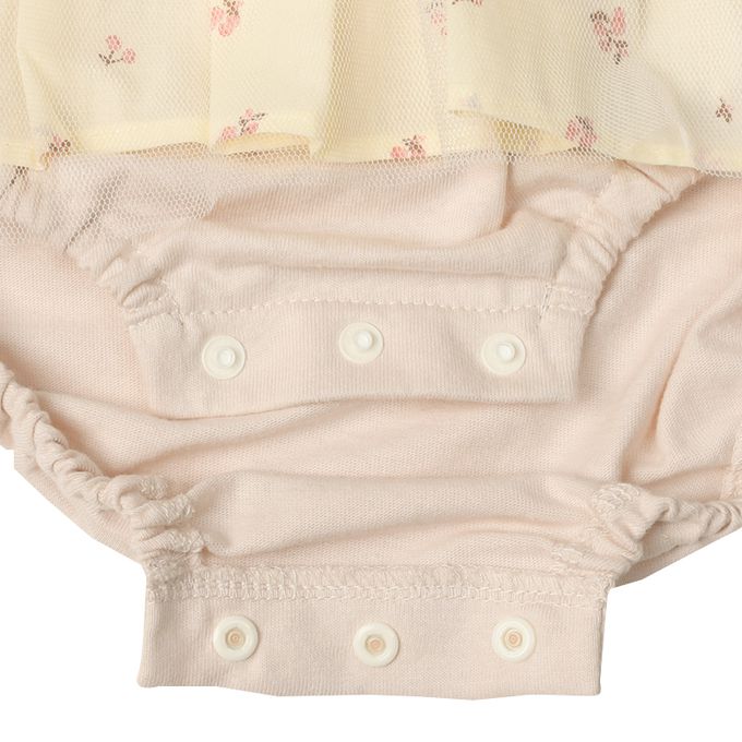 akachan honpo - 長袖外出包屁衣-胸下拼接-象牙白色