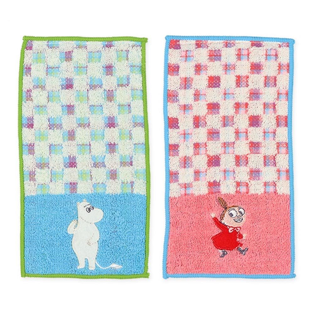 日本西松屋 - 純棉吸水擦手巾/手帕2件組-moomin刺繡款 (10×20cm)