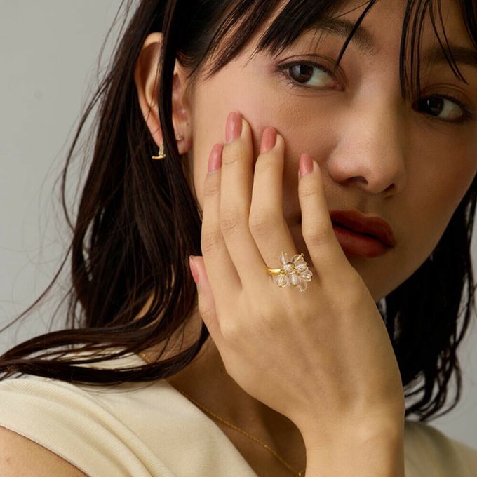 日本 Melody Accessory - 日本製 爛漫女孩動感串珠18K金戒指