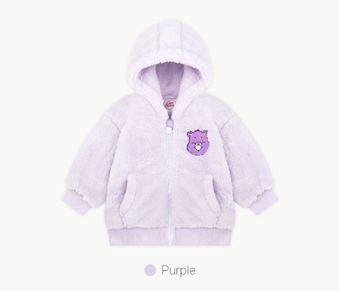 韓國 Care Bears - 聯名款刺繡小熊毛絨連帽外套-淺紫